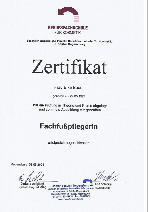 Eingetragen in der Handwerkskammer Niederbayern-Oberpfalz mit der Betriebs-Nr. 62387